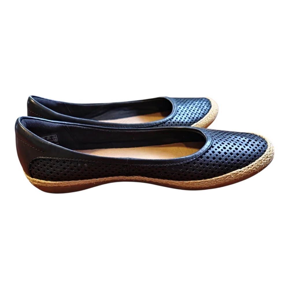 Collection By Clarks Danelly Adira Black Leather Espadrille Ballet Flats‎ 7M